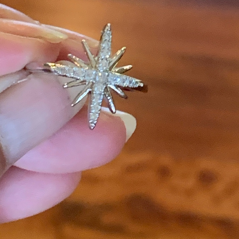 White Sapphire .925 Plated Star Ring - Picture 2 of 5